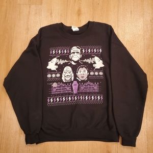 8 Bit Classic Monsters Ugly Christmas Sweater L